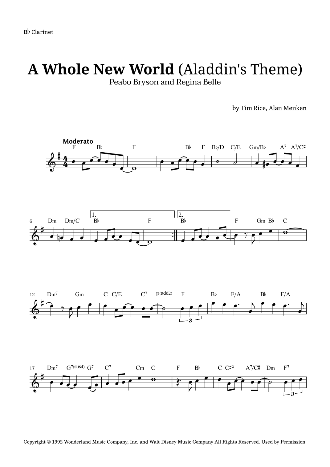 A Whole New World (aladdin's Theme) (arr. Langanho)