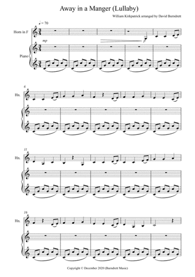 Away in a Manger (Lullaby) for Horn and Piano (arr. David Burndrett)