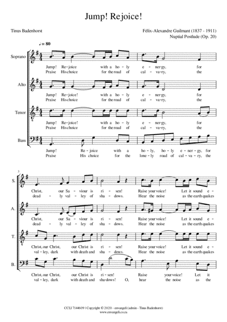 Jump! Rejoice! SATB in G major (arr. Tinus Badenhorst)