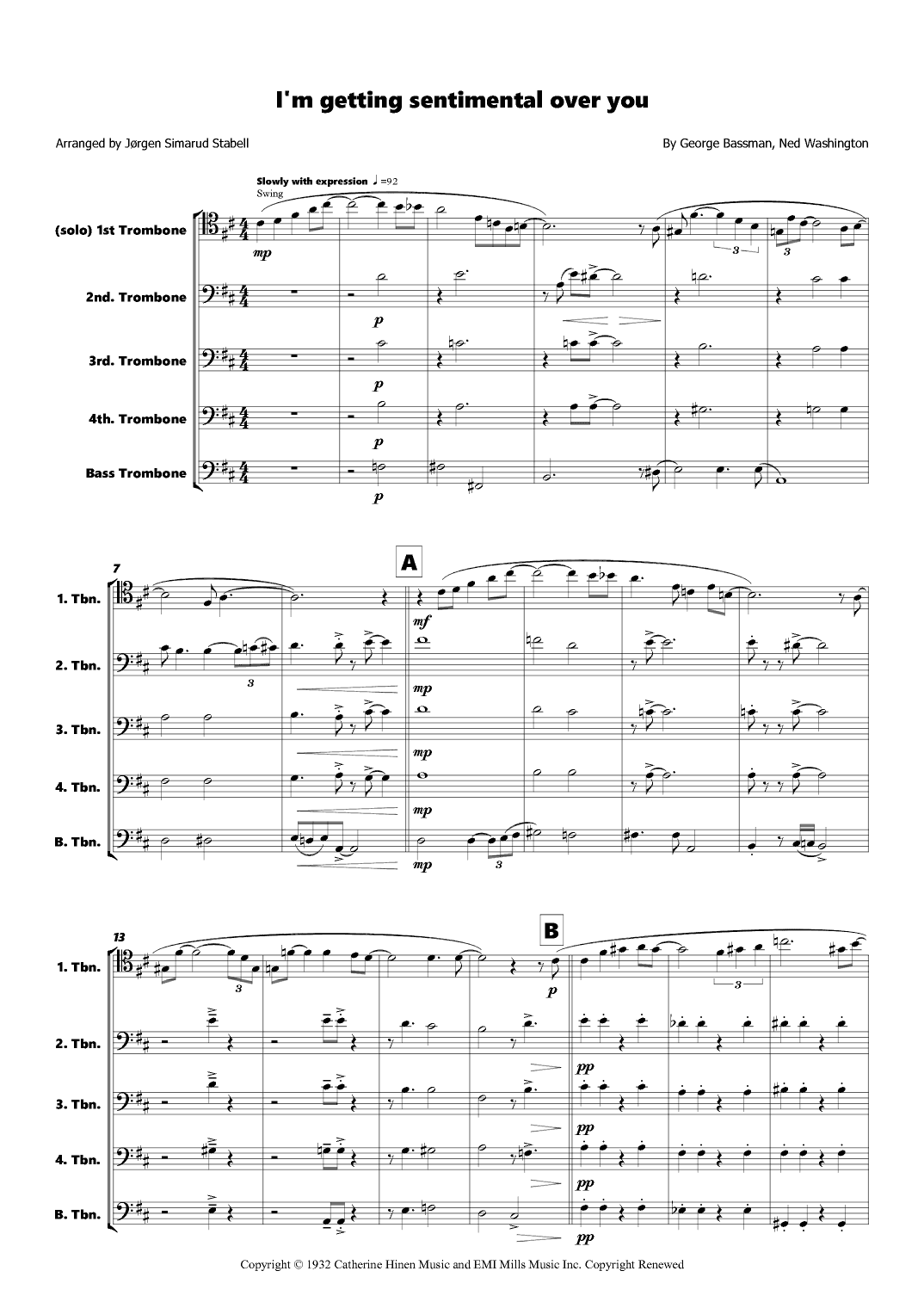 I'm Getting Sentimental Over You (arr. Jørgen Simarud Stabell)