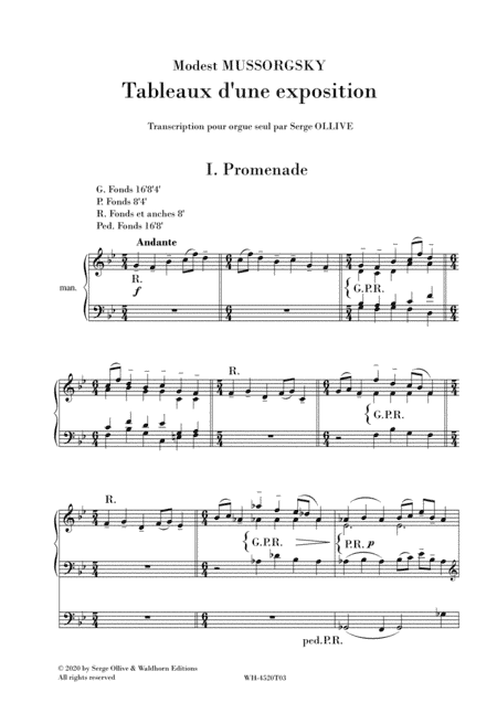MUSSORGSKY - PICTURES AT AN EXHIBITION for organ (arr. Serge OLLIVE)