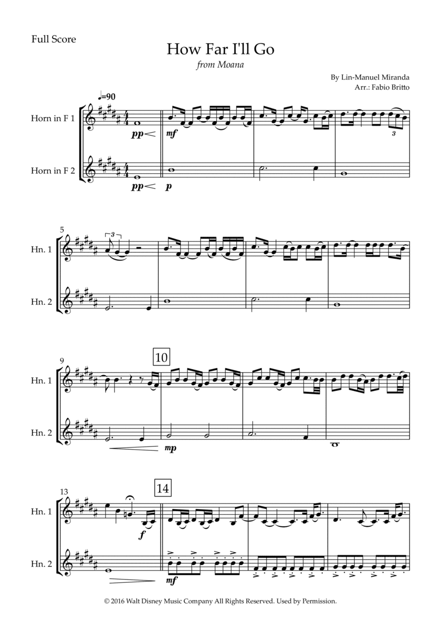 How Far I'll Go (arr. Fabio Britto)