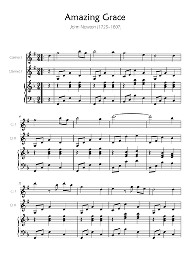 Amazing Grace - Clarinet Duet w/ Piano accompaniment (arr. Ygor Nunes)