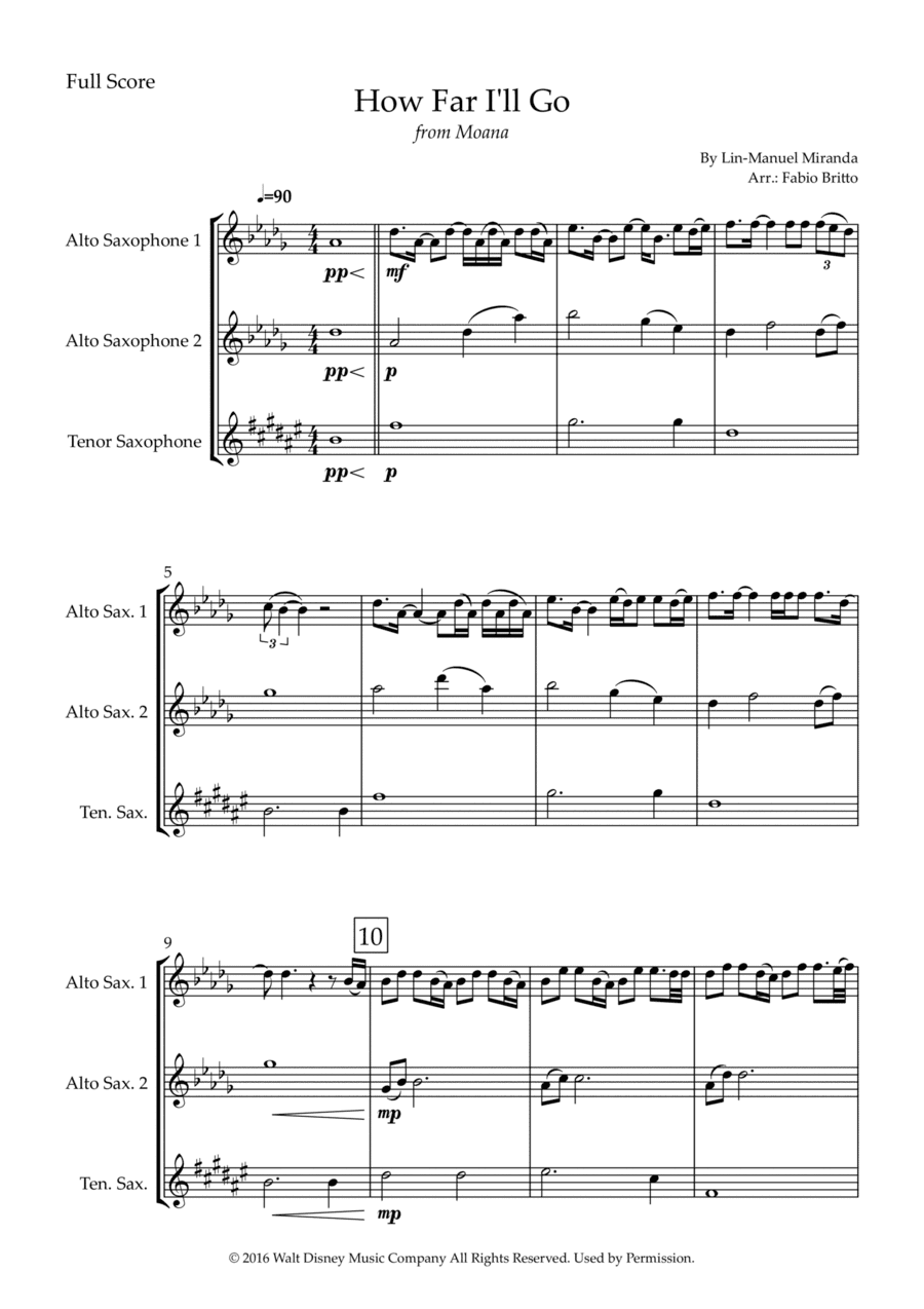 How Far I'll Go (arr. Fabio Britto)