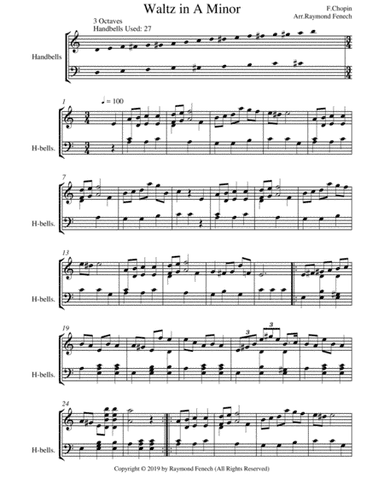 Waltz in A Minor - Chopin - 3 Octaves (For Handbell Choir) (arr. Raymond Fenech)