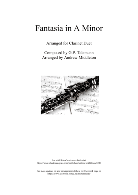 Fantasia in A Minor arranged for Clarinet Duet (arr. Andrew Middleton)