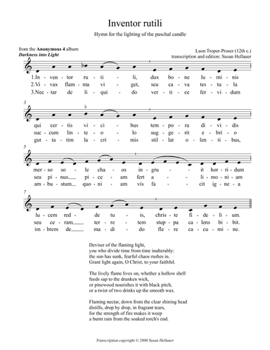 Hymn: Inventor Rutili from Anonymous 4: Darkness into Light - Score Only (arr. Susan Hellauer)