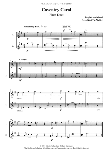 Coventry Carol (arr. Gert Th. Walter)