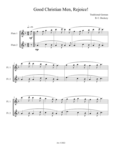 Good Christian Men, Rejoice! (Flute Duet) (arr. B. C. Dockery)