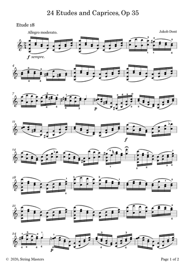 DONT 24 Etudes and Caprices Op35, for Violin No 18 (arr. String Masters)
