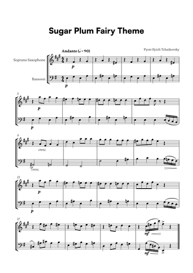 Tchaikovsky - Sugar Plum Fairy Theme (for Soprano Saxophone and Bassoon) (arr. Cadenza Editions)