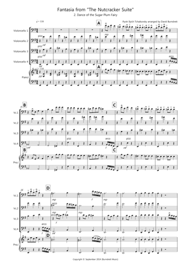Dance of the Sugar Plum Fairy (Fantasia from Nutcracker) for Cello Quartet (arr. David Burndrett)