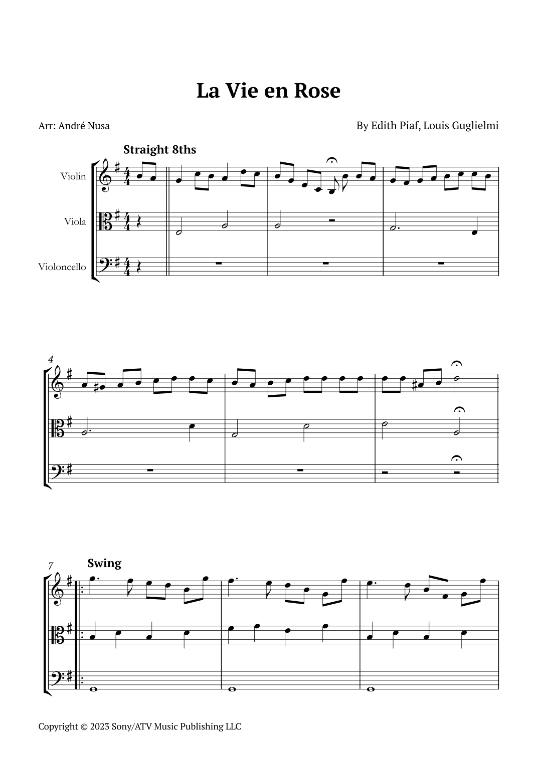 La Vie En Rose (arr. André Nusa)