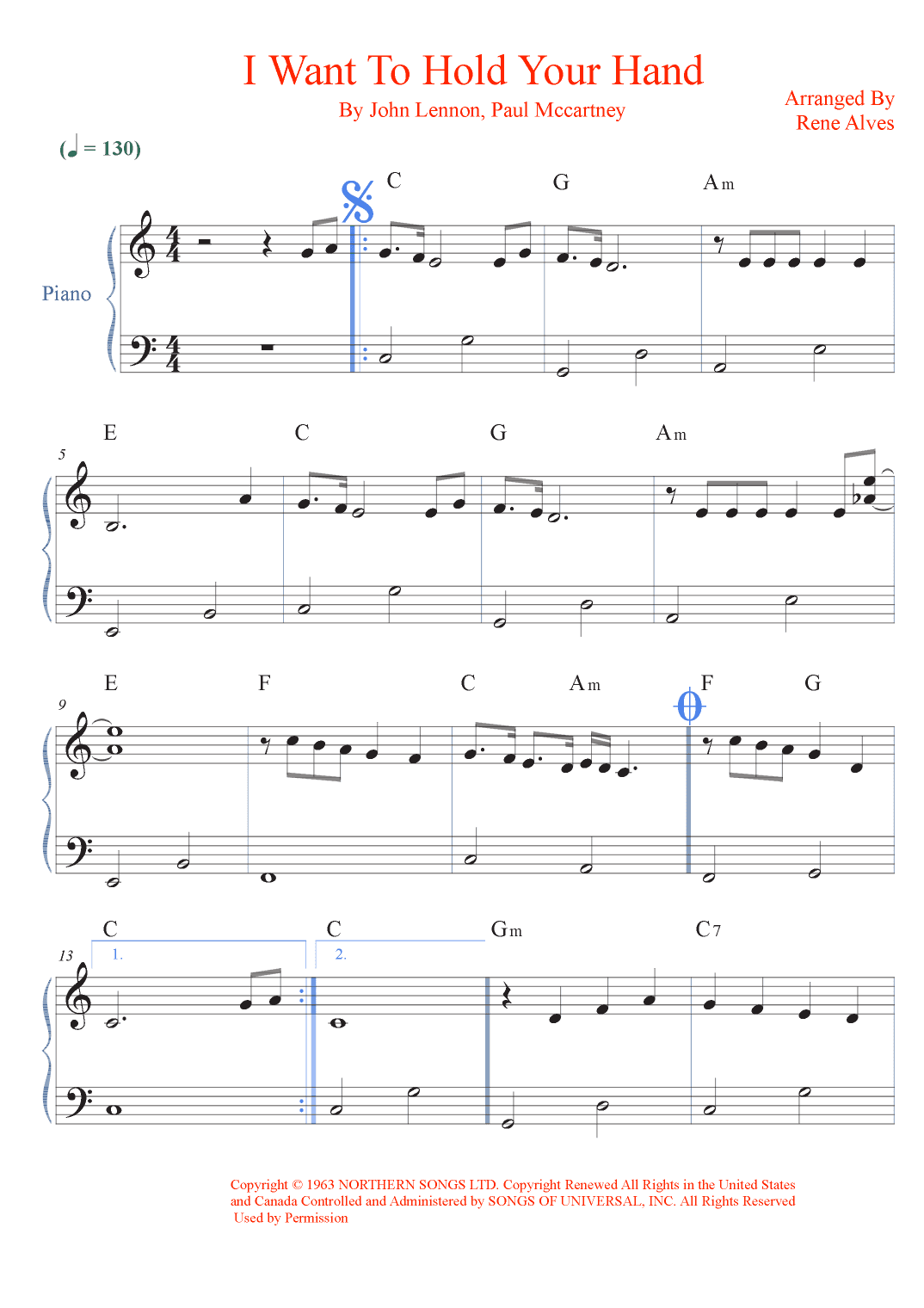 I Want To Hold Your Hand (arr. Rene Alves)