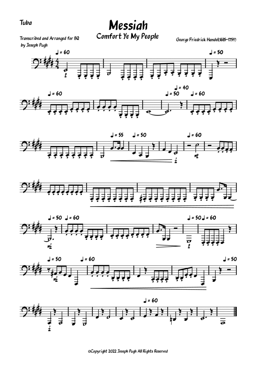 Messiah(Comfort Ye My People)Brass Quintet (arr. Joseph Pugh)
