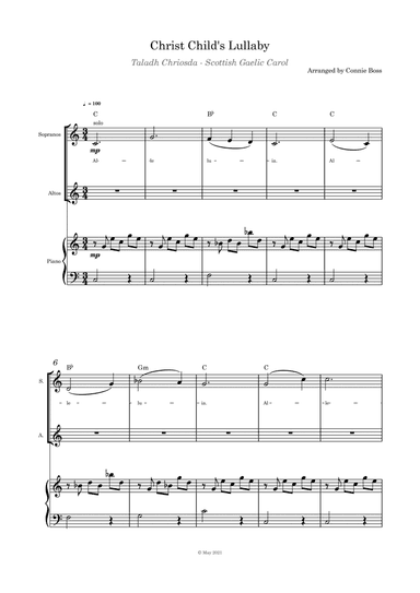 Christ Child's Lullaby (Taladh Chriosda) - Duet and Piano (arr. Connie Boss)