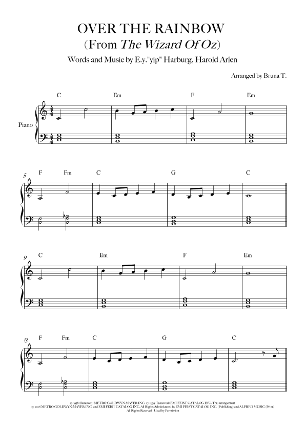 Over The Rainbow (arr. Bruna T.)