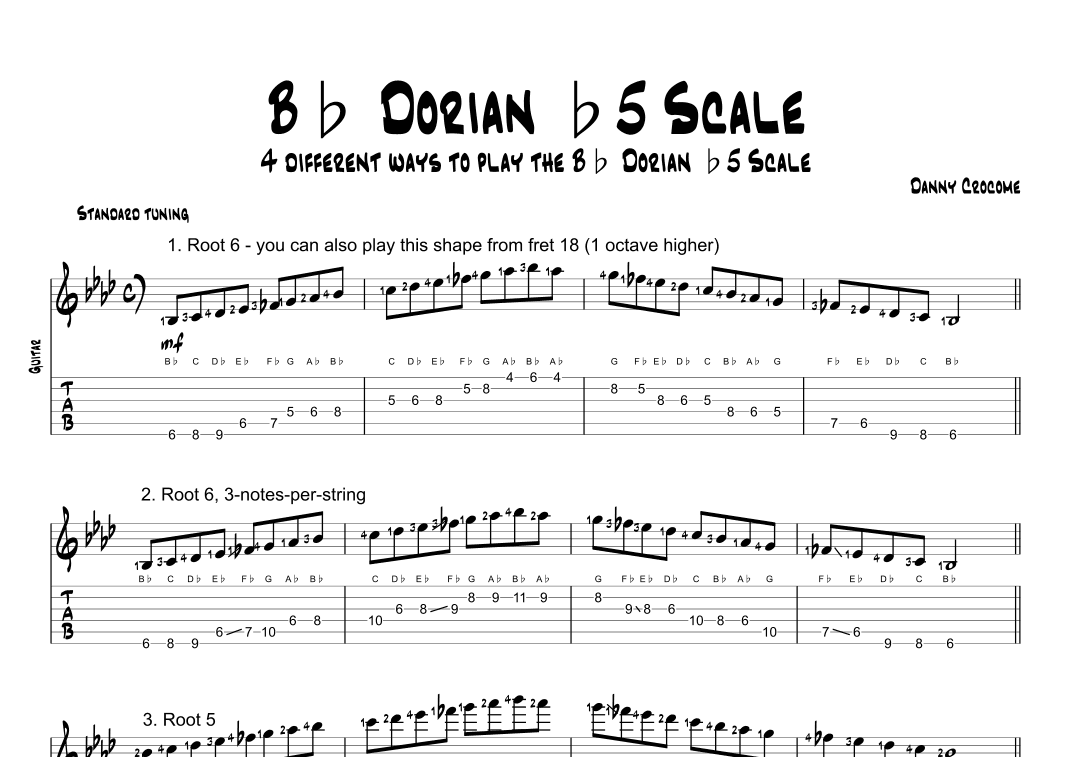 Bb Dorian b5 Scale (4 Ways to Play)
