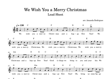 We Wish You a Merry Christimas - Easy Lead Sheet in C Major (arr. Amanda Rodrigues)