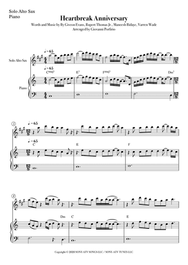 Heartbreak Anniversary (arr. Giovanni Porfirio)