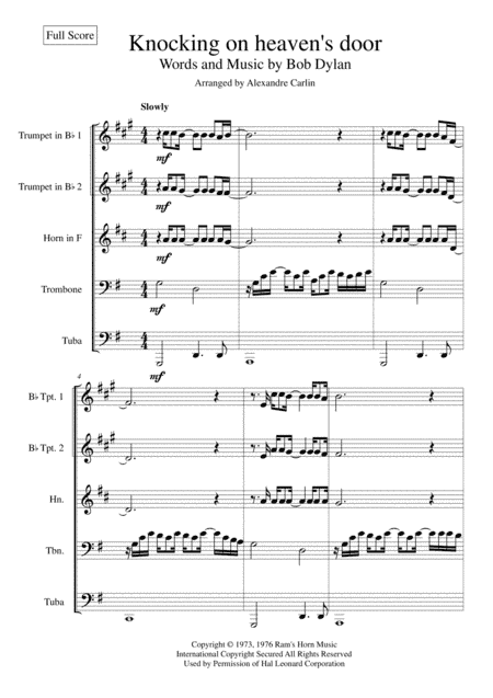 Knockin' On Heaven's Door (arr. Alexandre CARLIN)