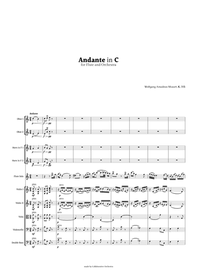 Andante in C major by Mozart for Flute and Orchestra (arr. Aika Uta)