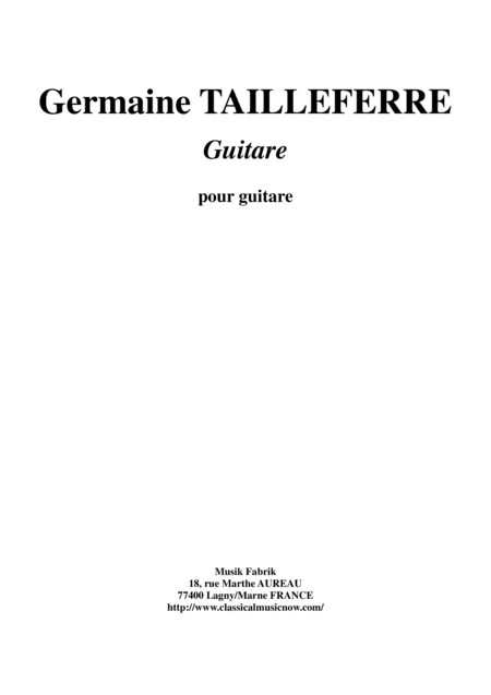 Germaine Tailleferre - Guitare for guitar
