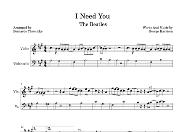 I Need You (arr. Bernardo Thronicke)