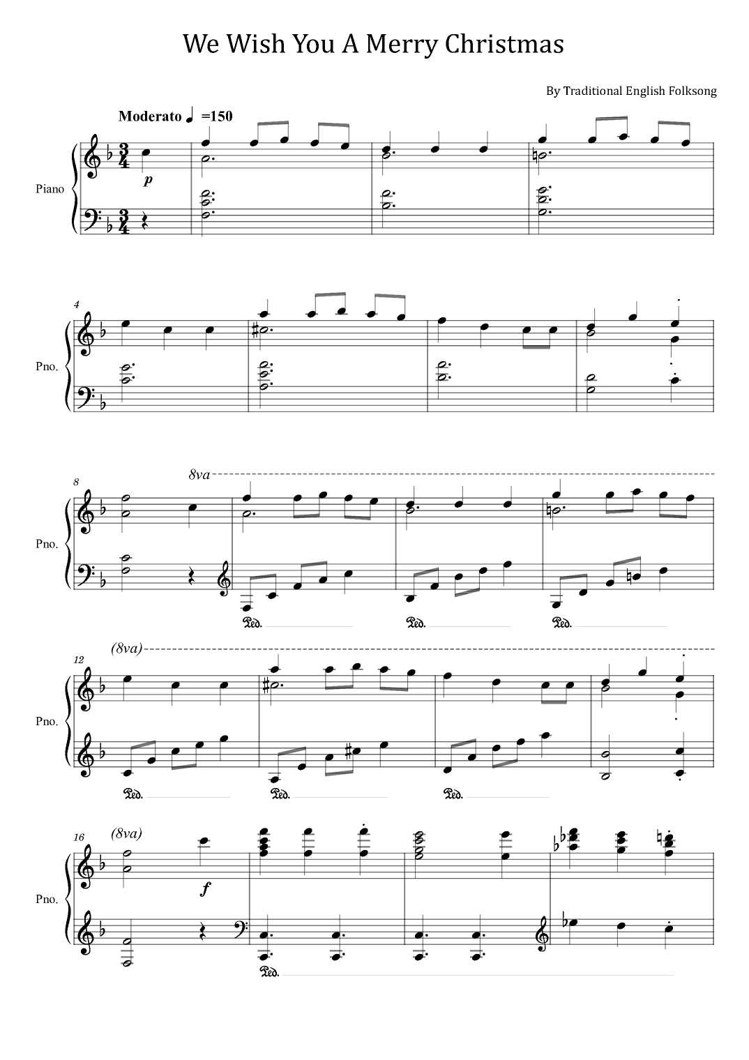 We Wish You A Merry Christmas - Jazz Version - For Piano Solo (arr. poon)