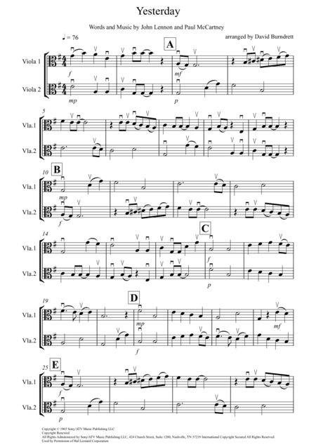 Yesterday (arr. David Burndrett)