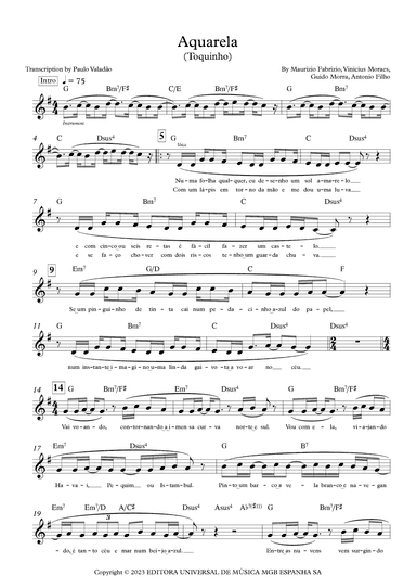 Aquarela-toquinho (arr. Paulo Valadão)