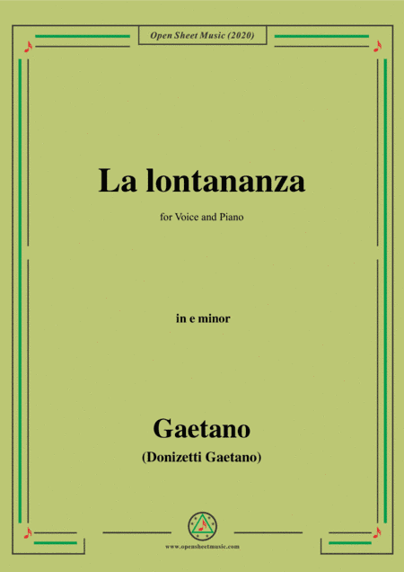 Donizetti-La lontananza,A 559,in e minor,for Voice and Piano (arr. MSM)