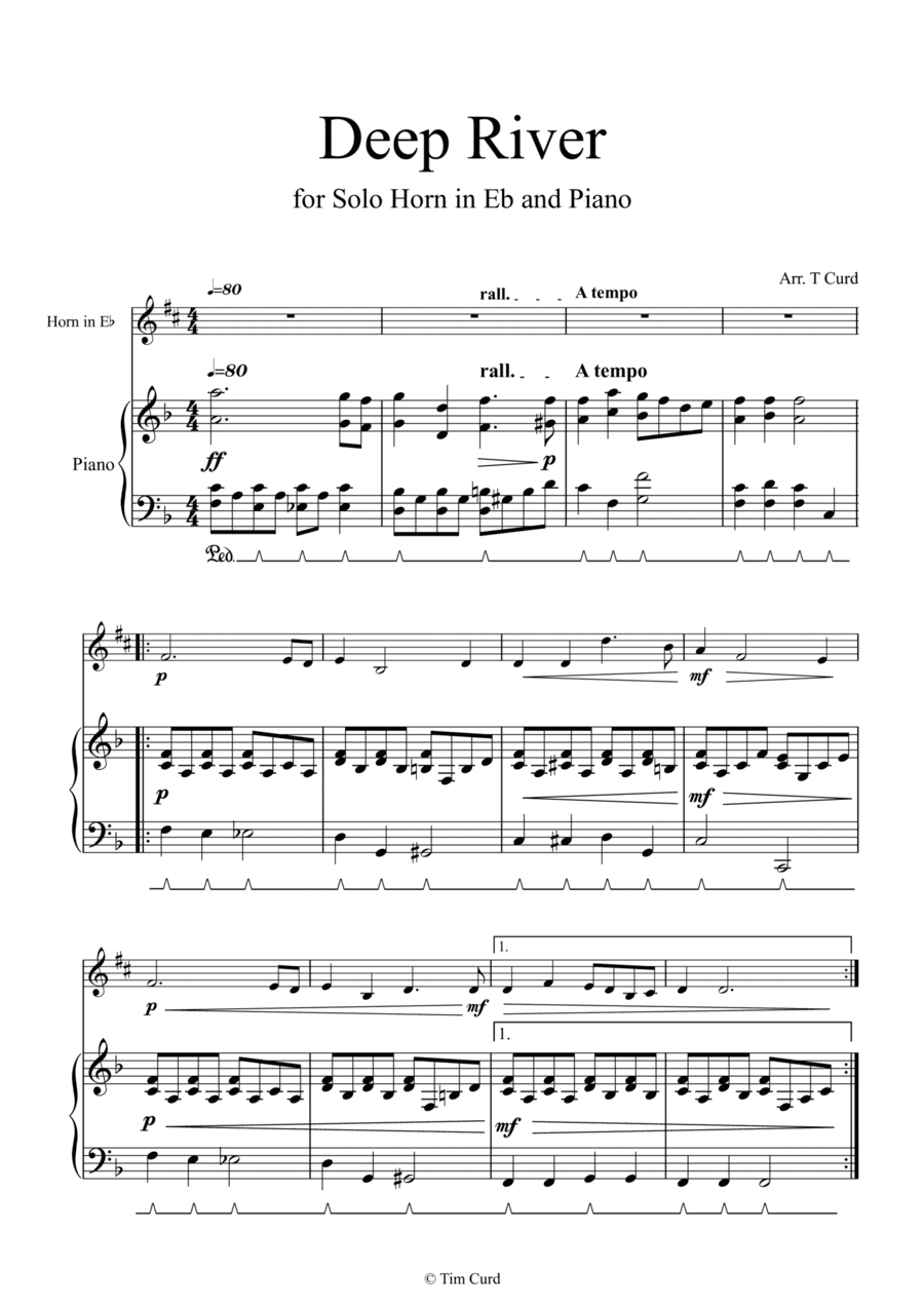 Deep River for Solo Horn in Eb and Piano (arr. Tim Curd)