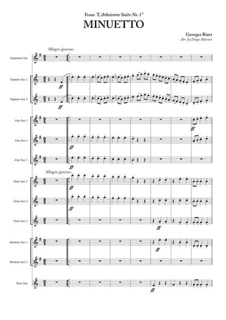 Minuetto from "L'Arlesienne Suite No. 1" for Saxophone Ensemble (arr. Diego Marani)