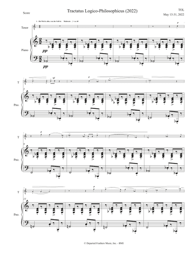 Tractatus Logico-Philosophicus (2022) piano vocal score