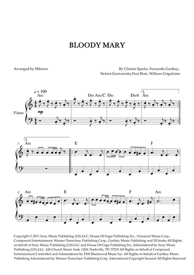 Bloody Mary (arr. Milanov)