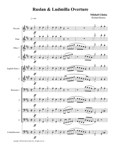 Ruslan & Ludmilla Overture (Double Reed Nonet + Piccolo & Flute) (arr. Richard Byrnes)