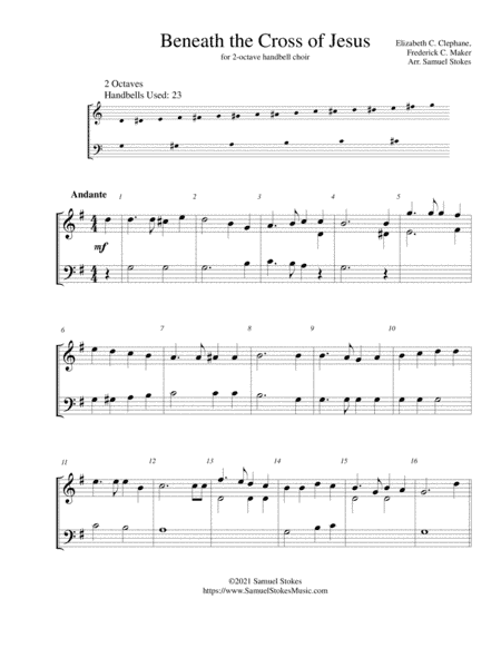 Beneath the Cross of Jesus - for 2-octave handbell choir (arr. Samuel Stokes)