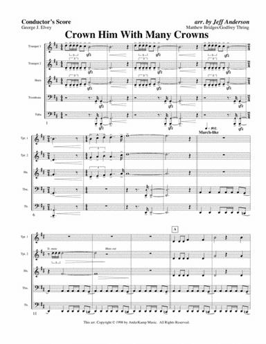 Crown Him With Many Crowns for Brass Quintet (arr. Jeff D. Anderson)