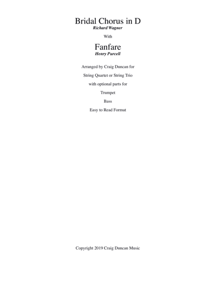 Bridal Chorus in D with Fanfare (arr. Craig Duncan)