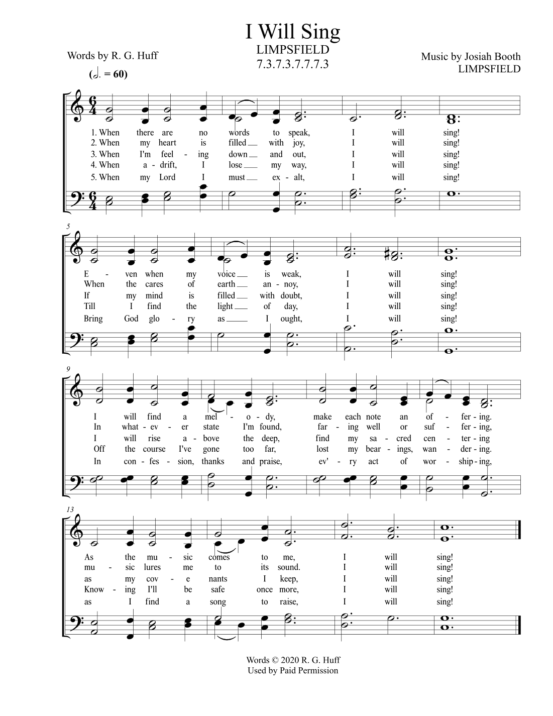 HYMN - "I Will Sing" [Tune: LIMPSFIELD]