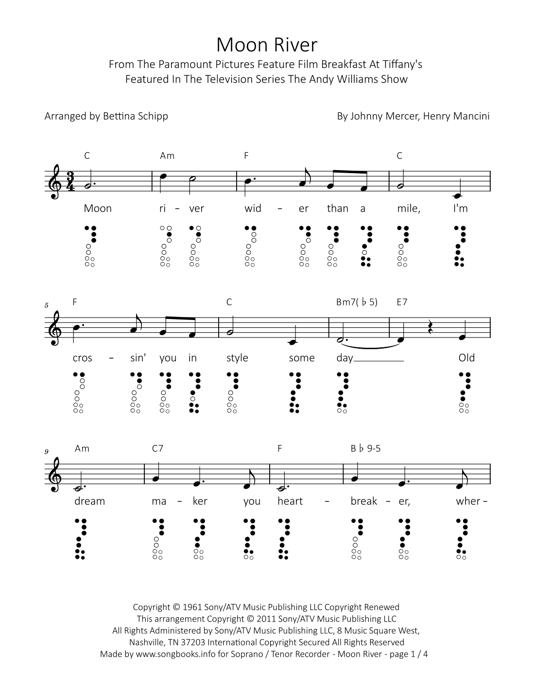 Moon River (arr. songbooks.info)