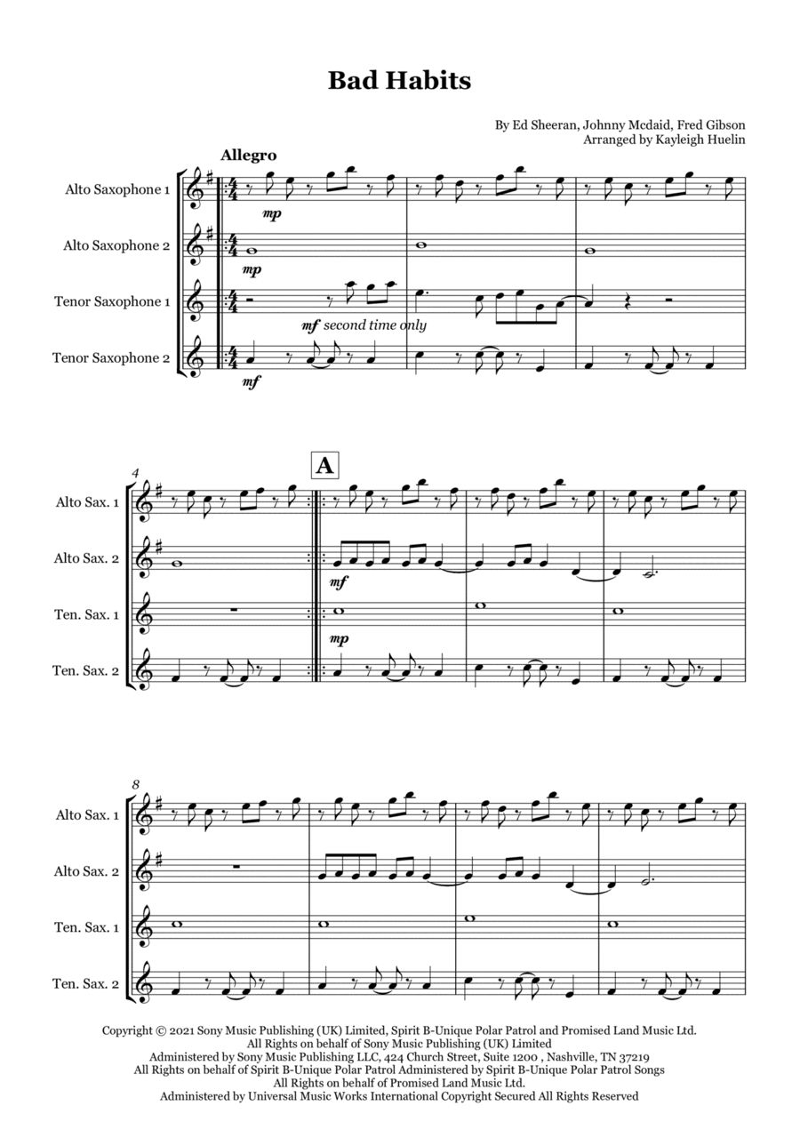 Bad Habits (arr. Kayleigh Huelin)