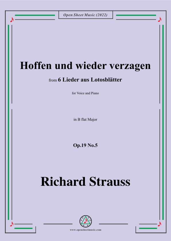 Richard Strauss-Hoffen und wieder verzagen,in B flat Major (arr. OSM Press)