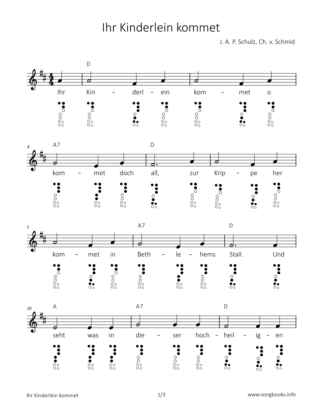 Ihr Kinderlein kommet (arr. songbooks.info)