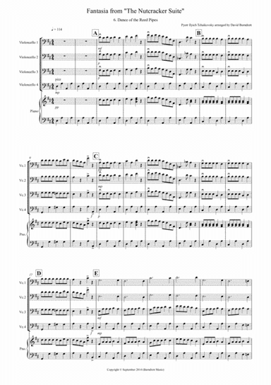 Dance of the Reed Pipes (Fantasia from Nutcracker) for Cello Quartet (arr. David Burndrett)