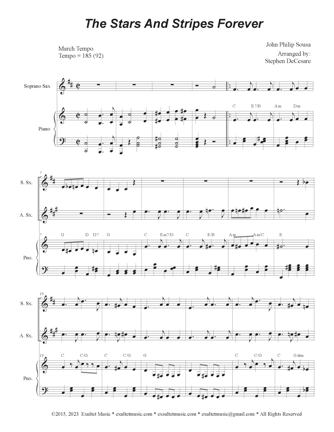 The Stars and Stripes Forever (Duet for Soprano and Alto Saxophone) (arr. Stephen DeCesare)