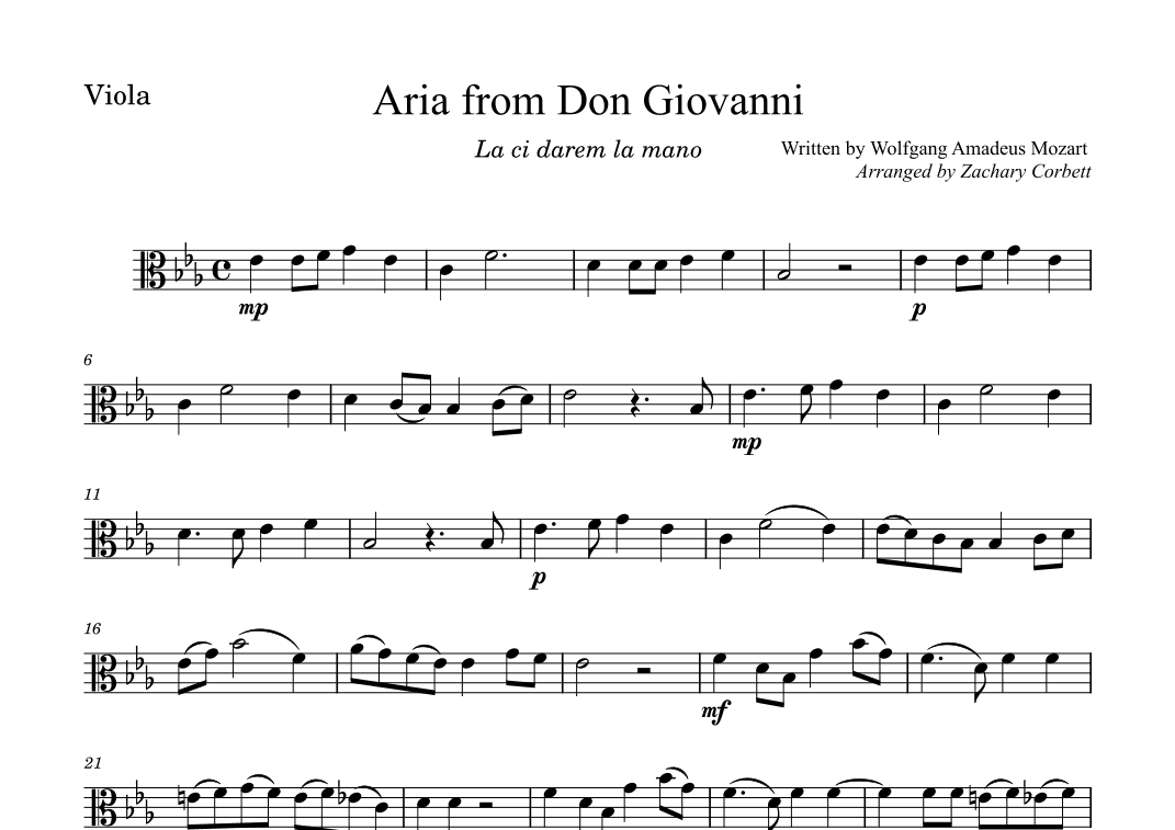 Aria from Don Giovanni (arr. Zachary Corbett)