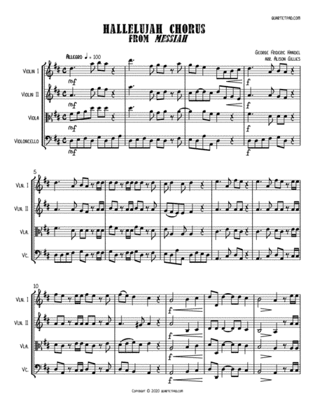 Hallelujah Chorus from MESSIAH - String Quartet (arr. Alison Gillies)