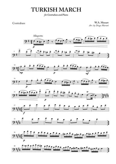 Turkish March for Contrabass and Piano (arr. Diego Marani)